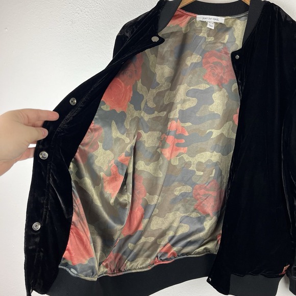 Peace Love World Small Black Velvet Bomber Jacket I Am Blessed - Picture 10 of 14